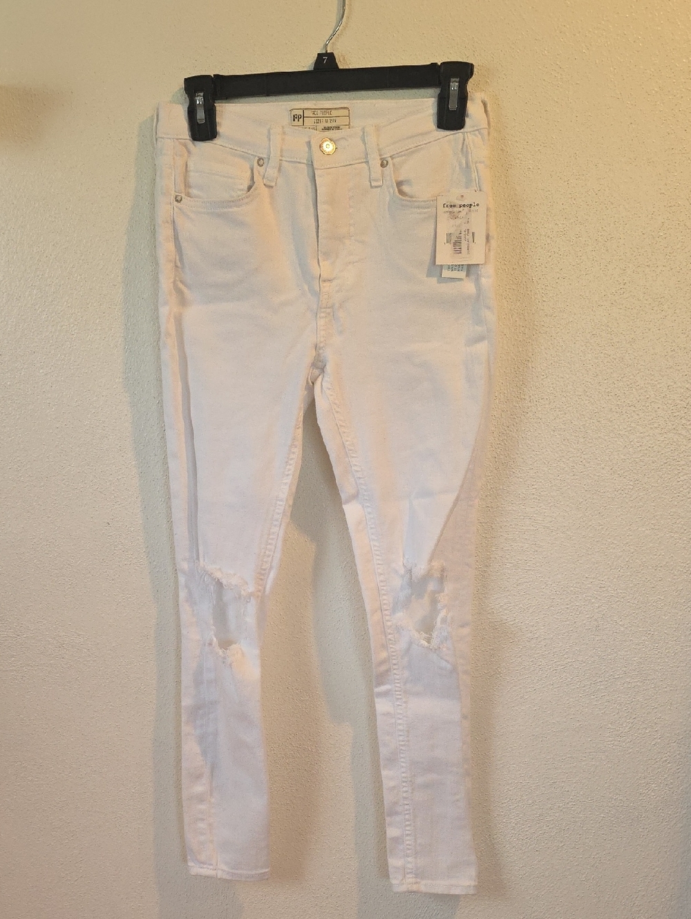 NWT Free People Ripped Knee White Jeans
